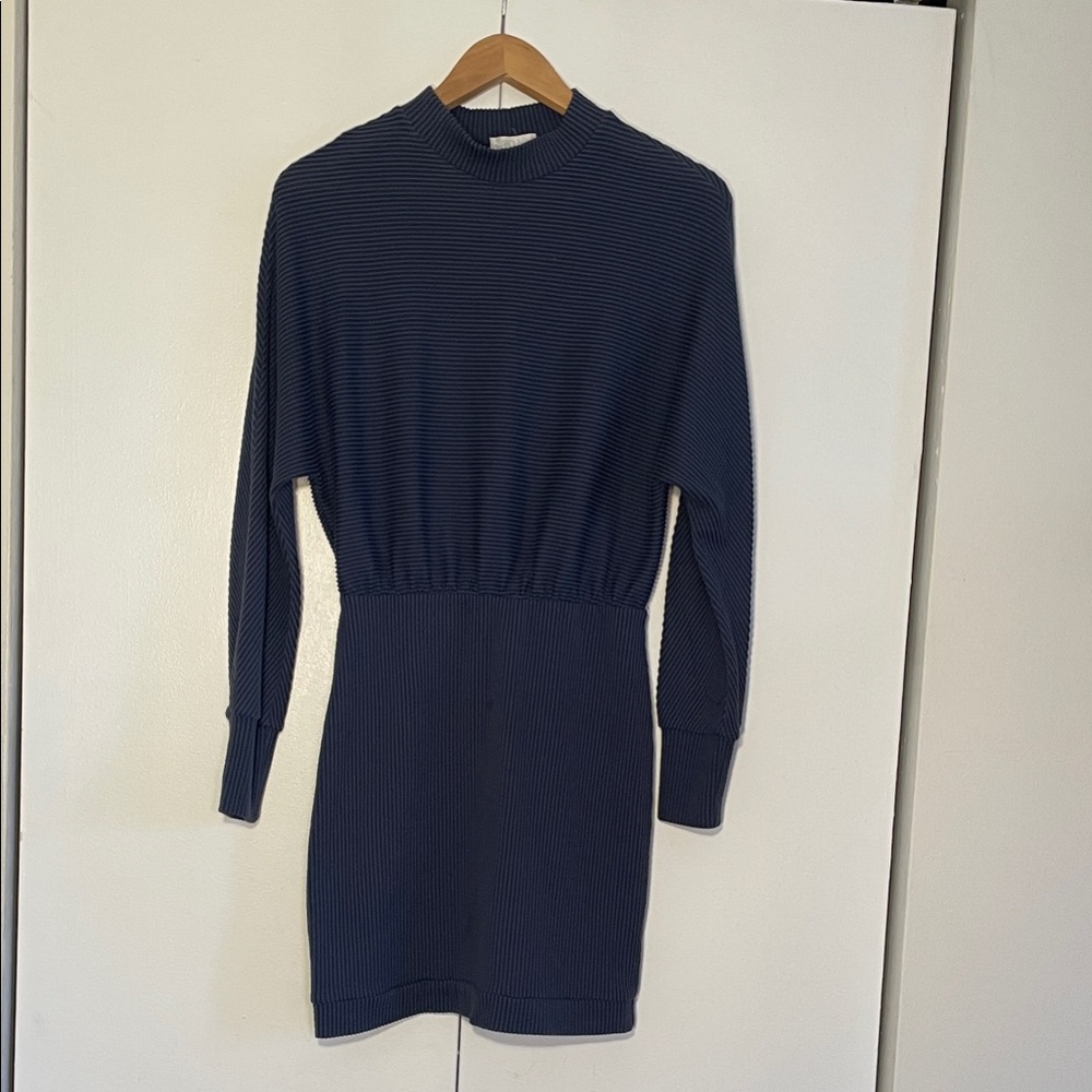 Abound Navy Blue Ribbed Long Sleeve Mini Dress